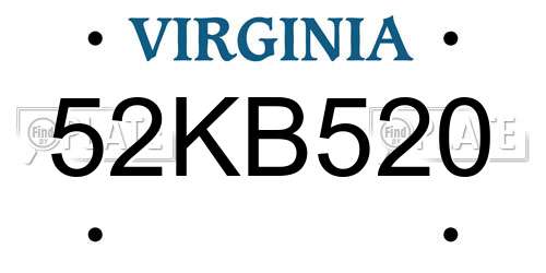 52KB520 Virginia License Plate