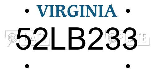 52LB233 Virginia License Plate