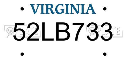 52LB733 Virginia License Plate