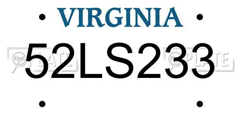 52LS233 Virginia License Plate