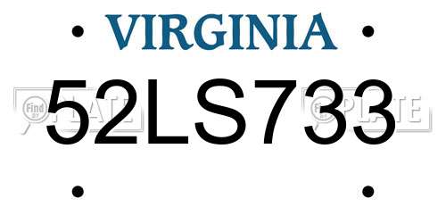 52LS733 Virginia License Plate