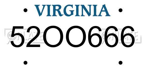 52OO666 Virginia License Plate
