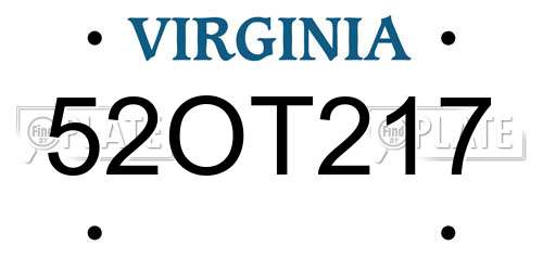 52OT217 Virginia License Plate