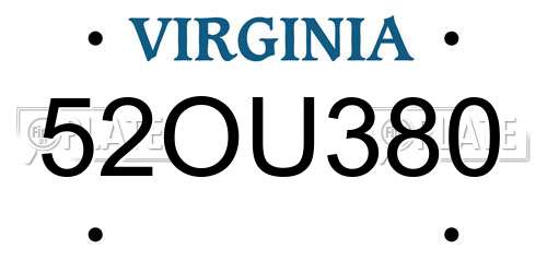 52OU380 Virginia License Plate