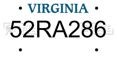 52RA286 Virginia License Plate