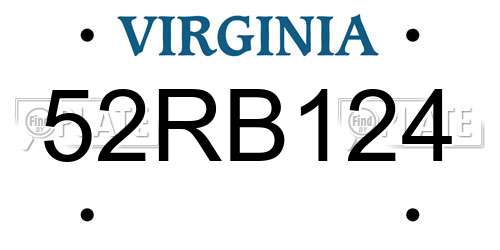 52RB124 Virginia License Plate