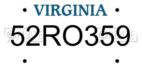 52RO359 Virginia License Plate