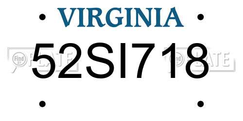 52SI718 Virginia License Plate