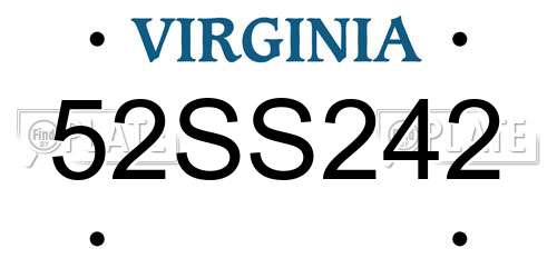 52SS242 Virginia License Plate