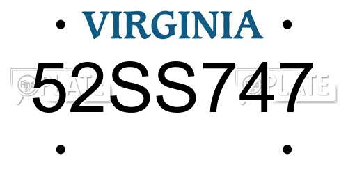 52SS747 Virginia License Plate