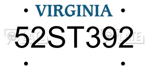 52ST392 Virginia License Plate