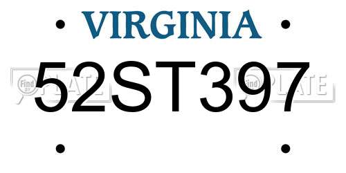 52ST397 Virginia License Plate