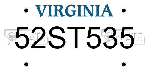 52ST535 Virginia License Plate