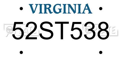 52ST538 Virginia License Plate
