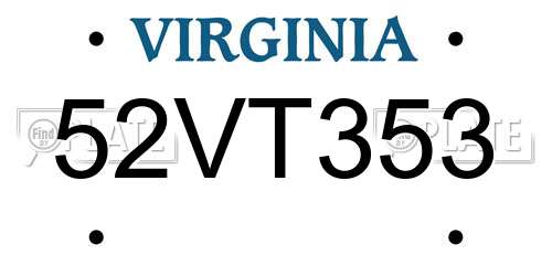 52VT353 Virginia License Plate