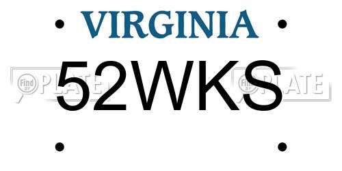 52WKS Virginia License Plate