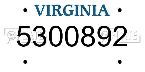 5300892 Virginia License Plate