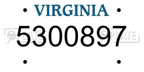 5300897 Virginia License Plate