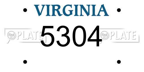 5304 Virginia License Plate