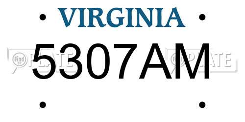 5307AM Virginia License Plate