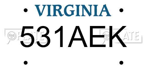 531AEK Virginia License Plate