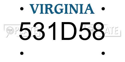 531D58 Virginia License Plate