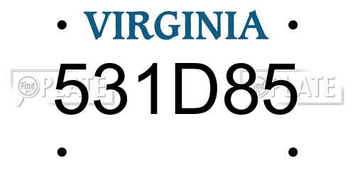 531D85 Virginia License Plate