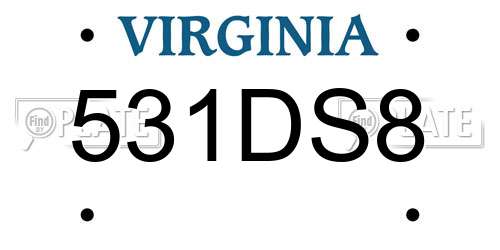 531DS8 Virginia License Plate