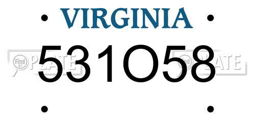 531O58 Virginia License Plate