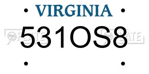 531OS8 Virginia License Plate