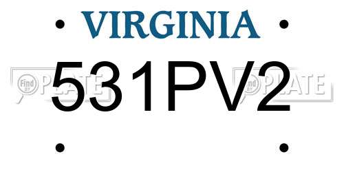 531PV2 Virginia License Plate