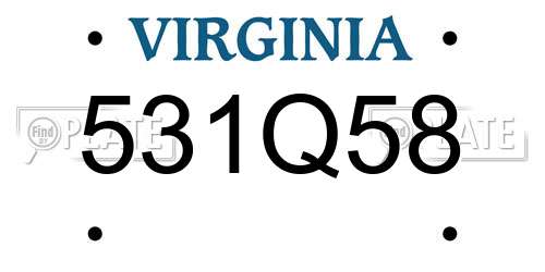 531Q58 Virginia License Plate
