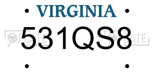 531QS8 Virginia License Plate