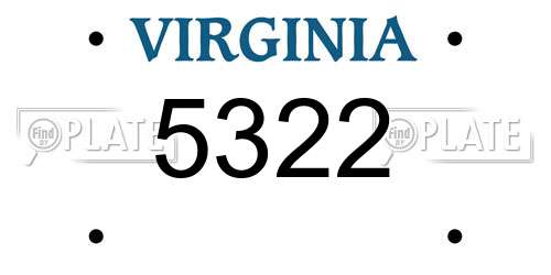 5322 Virginia License Plate