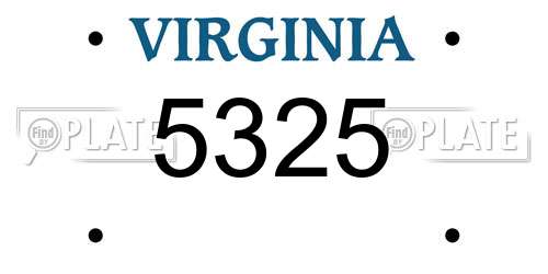 5325 Virginia License Plate