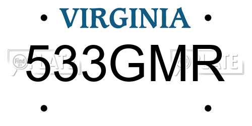 533GMR Virginia License Plate