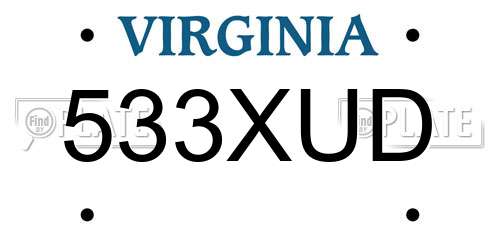 533XUD Virginia License Plate
