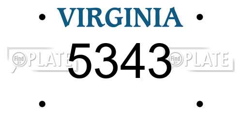 5343 Virginia License Plate