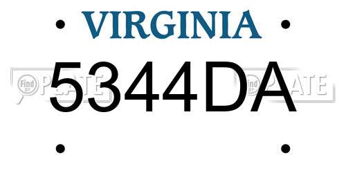 5344DA Virginia License Plate