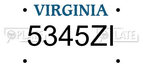 5345ZI Virginia License Plate