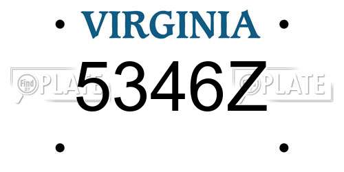 5346Z Virginia License Plate