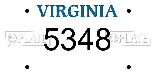 5348 Virginia License Plate