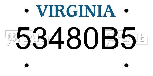 53480B5 Virginia License Plate