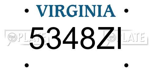5348ZI Virginia License Plate