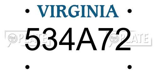 534A72 Virginia License Plate