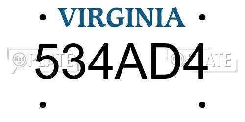 534AD4 Virginia License Plate