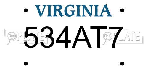 534AT7 Virginia License Plate