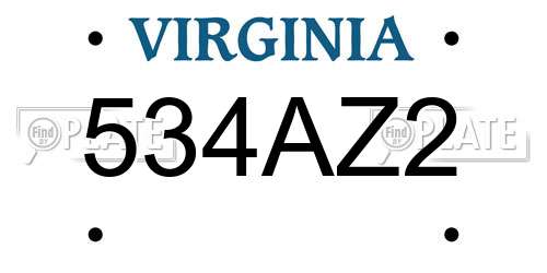 534AZ2 Virginia License Plate
