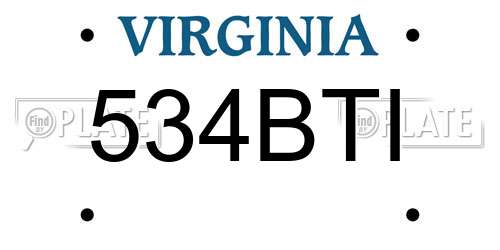 534BTI Virginia License Plate