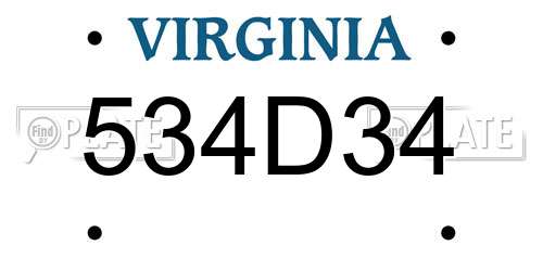 534D34 Virginia License Plate